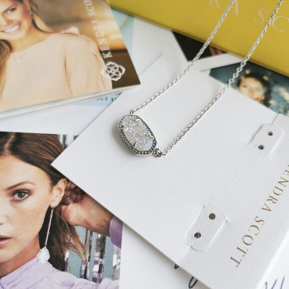 New Kendra Scott Elisa Drusy Necklace Silver - Picture 3 of 4